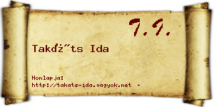 Takáts Ida névjegykártya